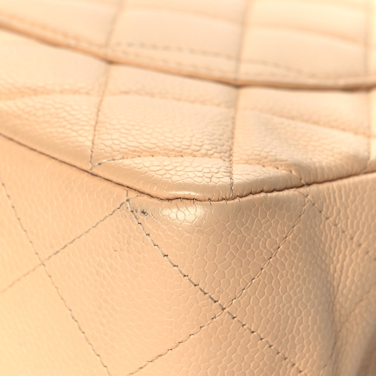 Caviar Quilted Jumbo Single Flap Beige