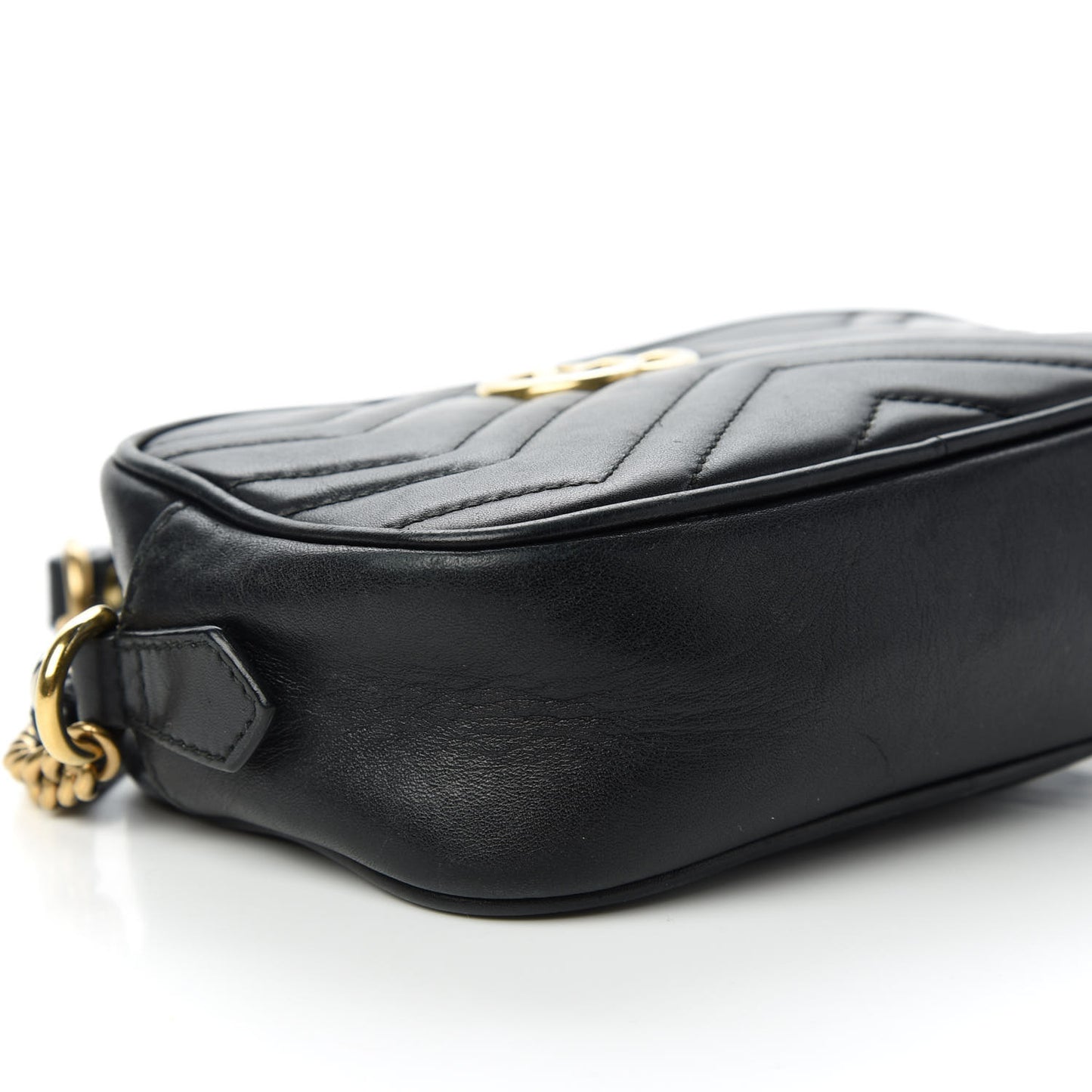 Calfskin Matelasse Mini GG Marmont Chain Shoulder Bag Black