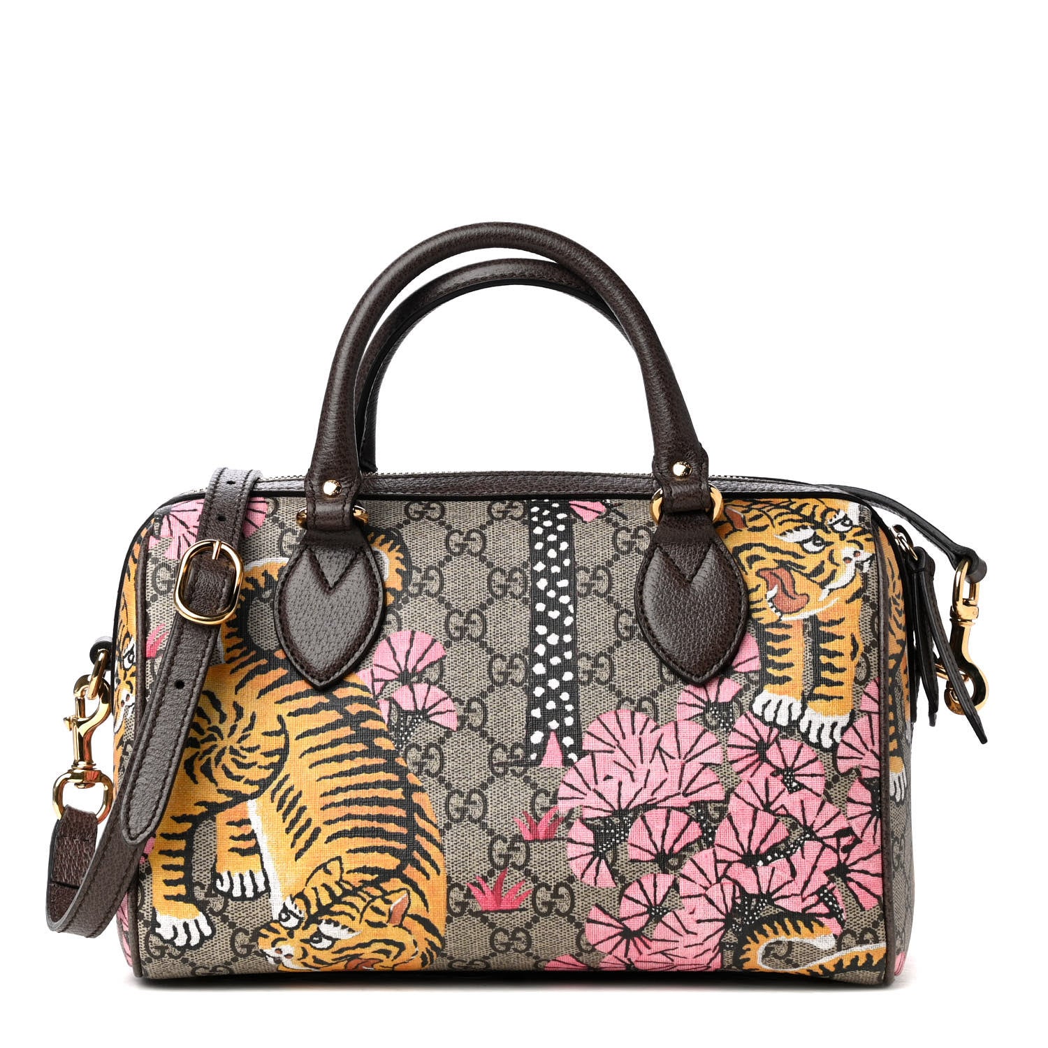 Gucci GG Supreme Monogram Bengal Small Boston Beige Pink 1 of 4