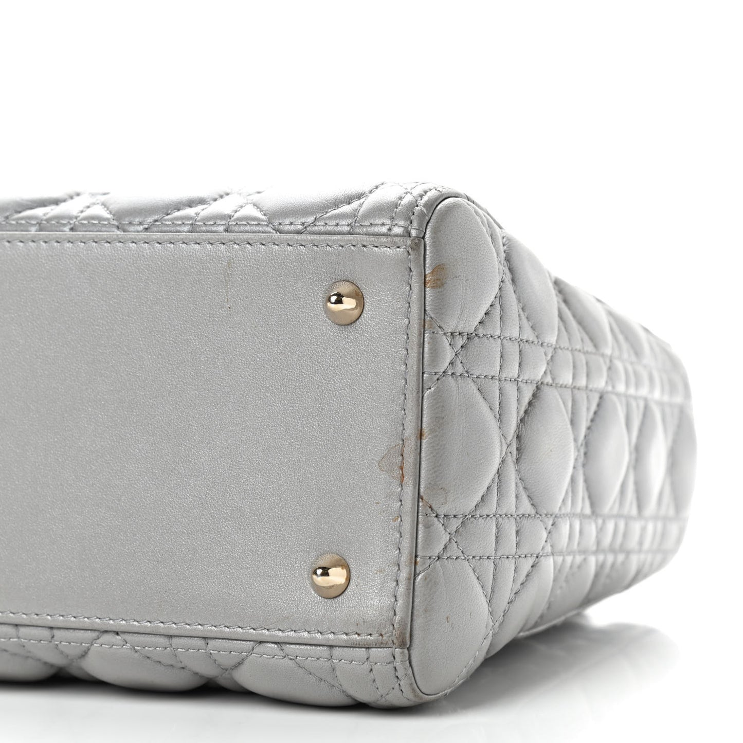 Pearly Lambskin Cannage Medium Lady Dior Grey