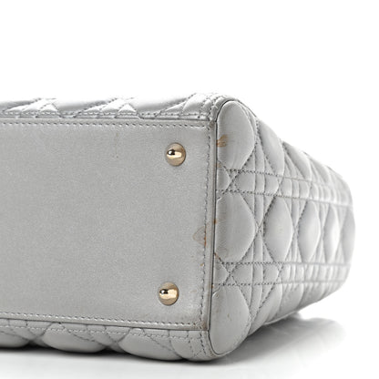 Christian Dior Pearly Lambskin Cannage Medium Lady Dior Grey 6 of 11