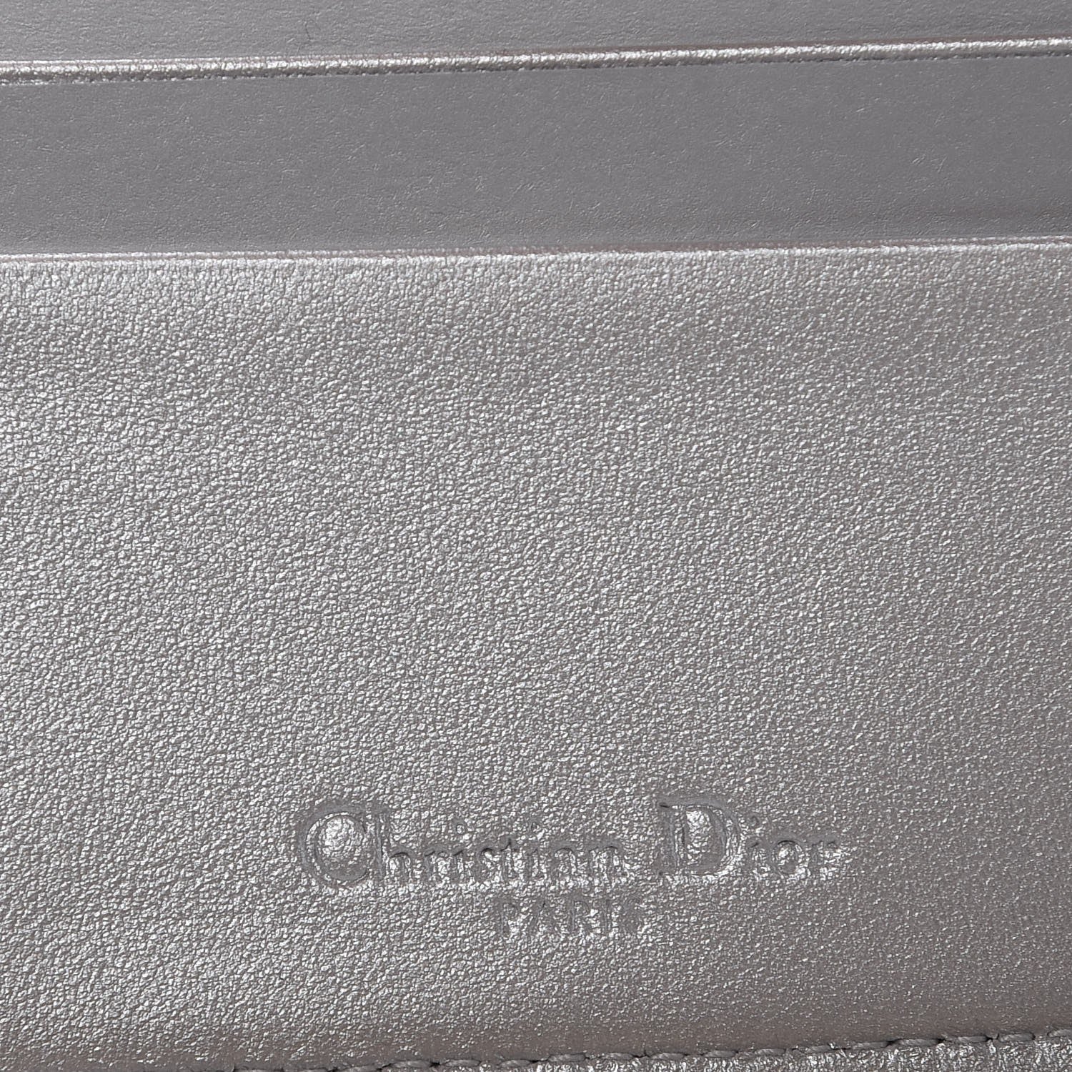Christian Dior Metallic Calfskin Cannage Lady Dior Medium Wallet Silver 6 of 7