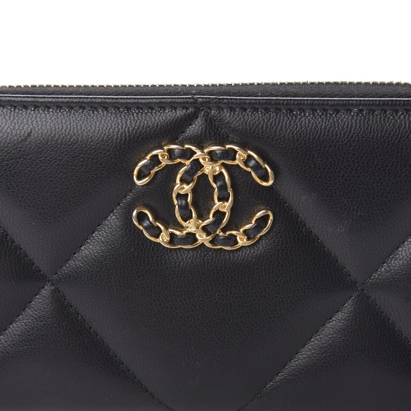 Lambskin Quilted 19 Zipped Wallet Black