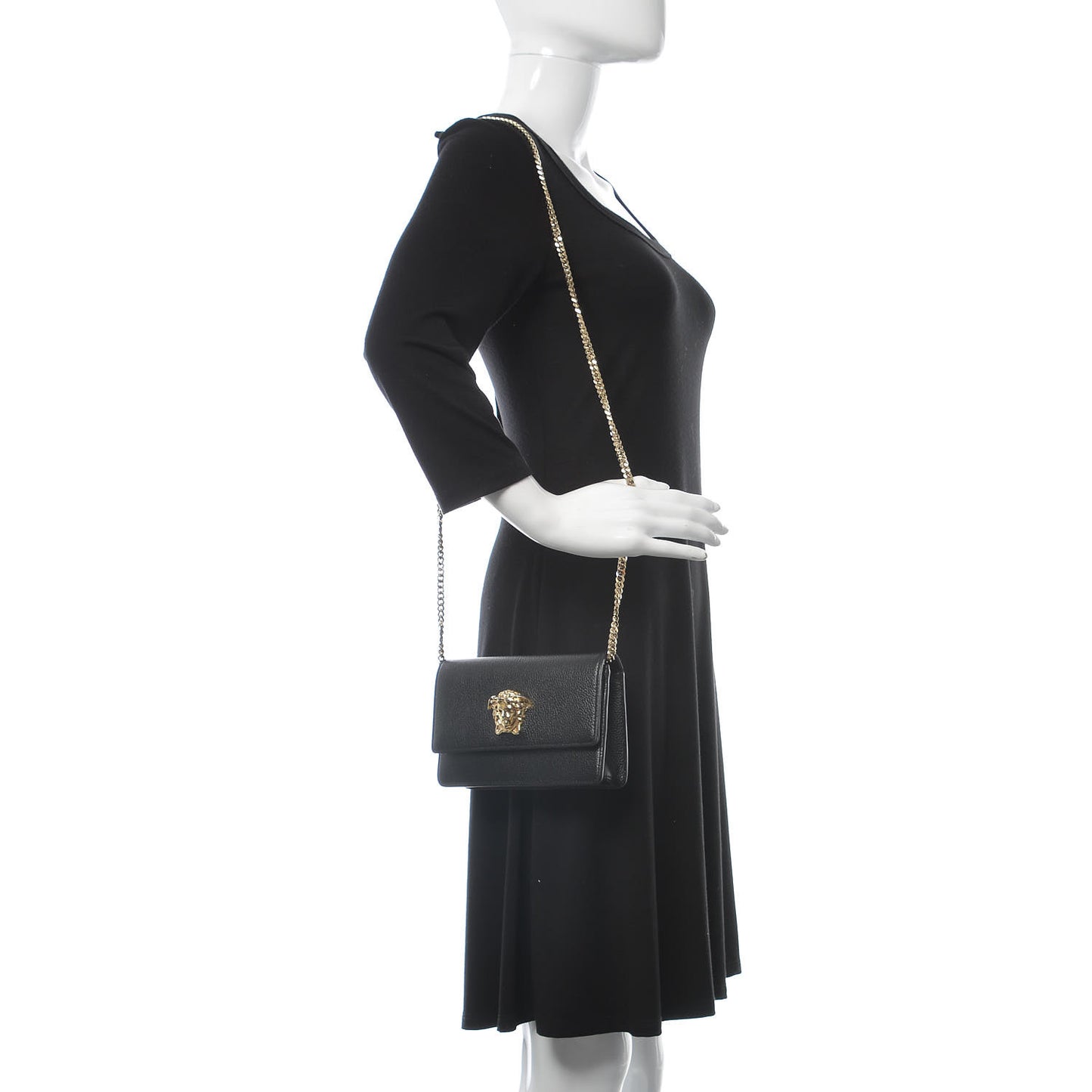 Grained Calfskin Palazzo Chain Evening Bag Black
