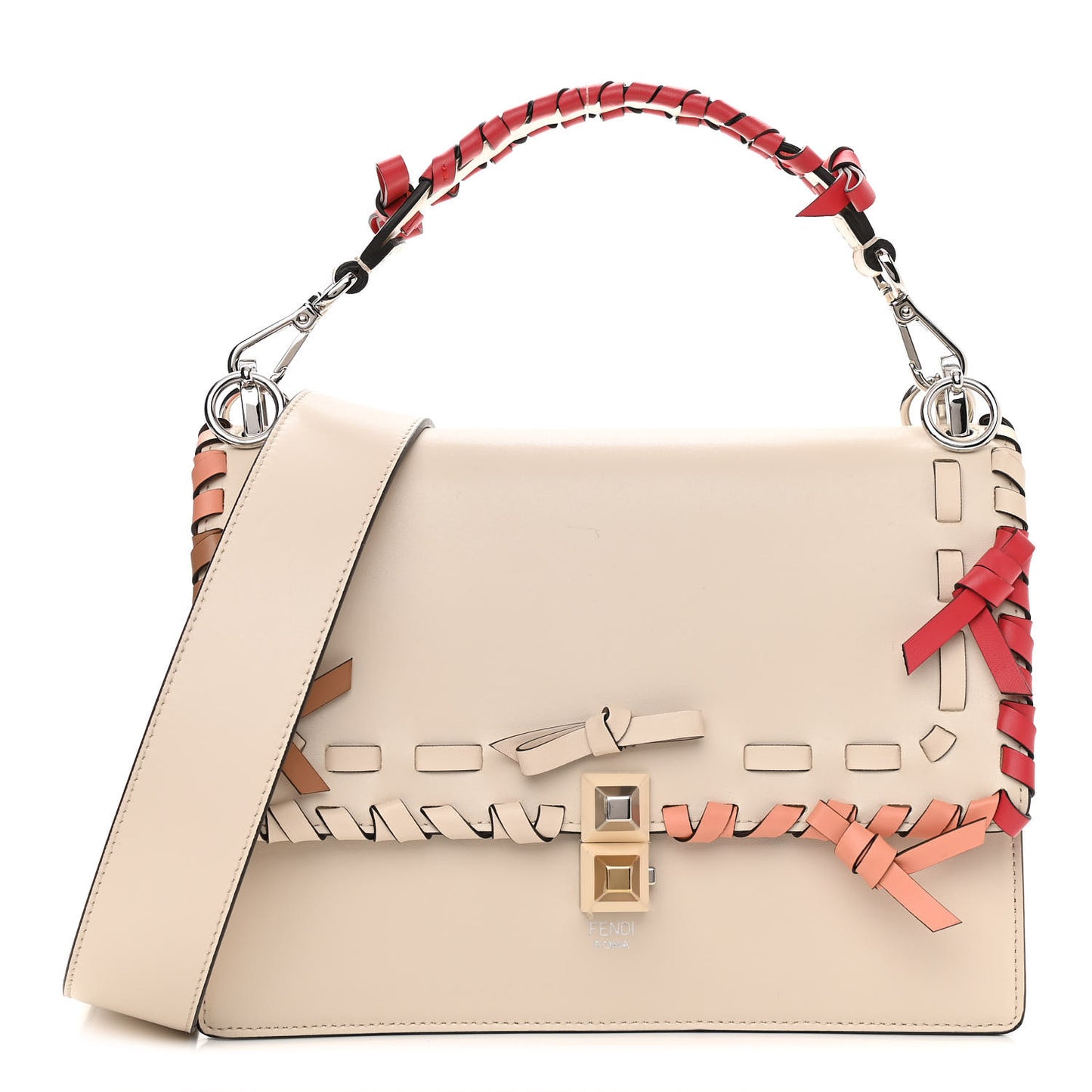 Vitello Liberty Whipstitch Bow Kan I Shoulder Bag Camelia Fiamma