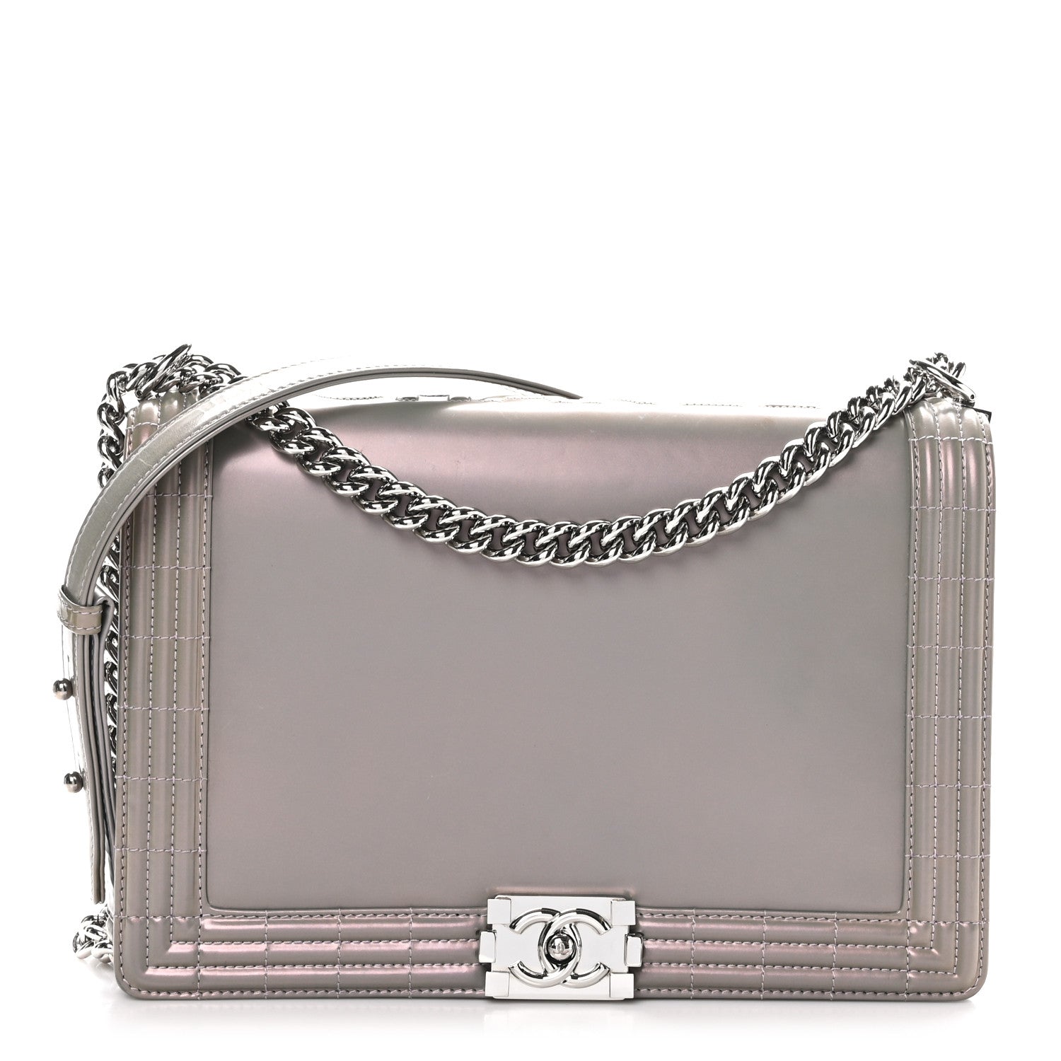 Chanel Glazed Calfskin Large Boy Flap Grey 1 of 10