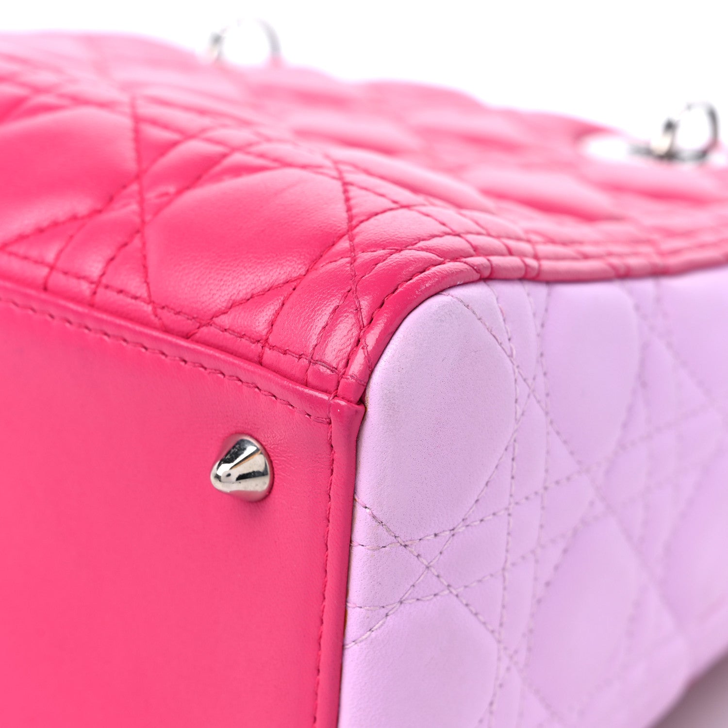 Christian Dior Lambskin Cannage Medium Tri-Color Lady Dior Fuchsia Anemone Black 11 of 16
