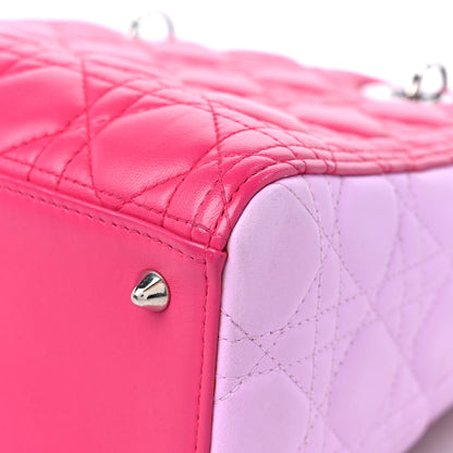 Christian Dior Lambskin Cannage Medium Tri-Color Lady Dior Fuchsia Anemone Black 11 of 16