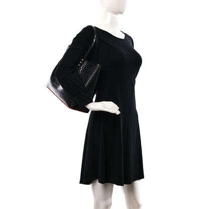 Christian Louboutin Alligator Embossed Calfskin Spiked Large Cabarock Shopper Tote Black 2 of 8