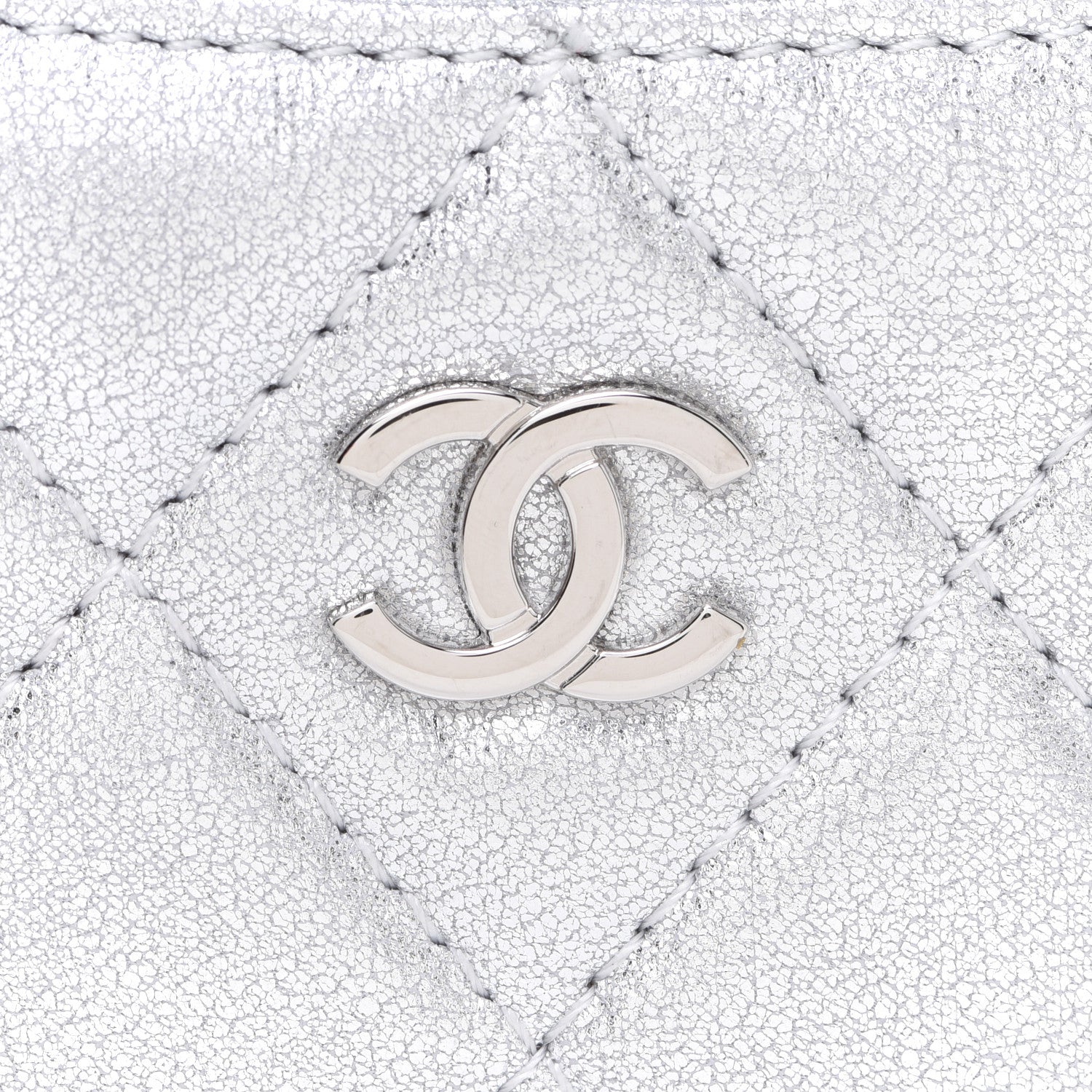 Chanel Metallic Lambskin Quilted Card Holder Silver 9 of 10