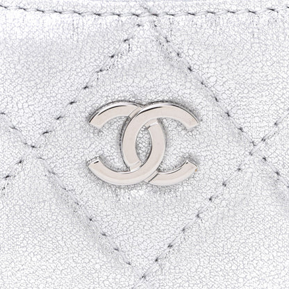 Chanel Metallic Lambskin Quilted Card Holder Silver 9 of 10