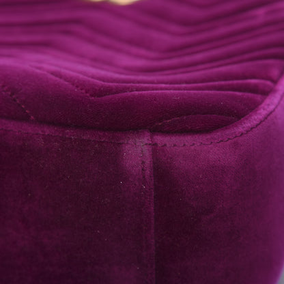 Gucci Velvet Matelasse GG Marmont Dome Backpack Fuchsia Violet Cyclamen 10 of 11