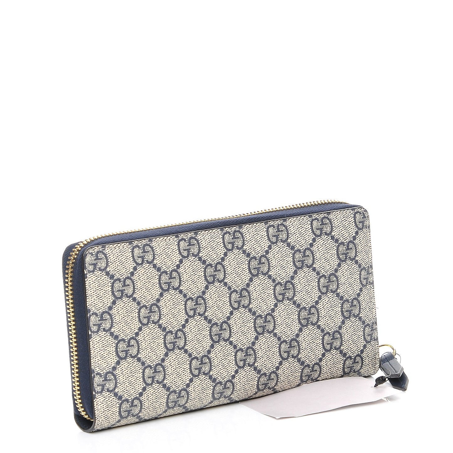 GG Supreme Monogram Moon Calfskin Zip Around Wallet Beige Blue