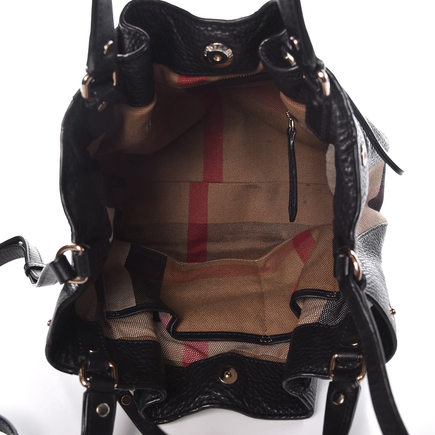 Burberry Grainy Calfskin House Check Small Maidstone Black 5 of 13