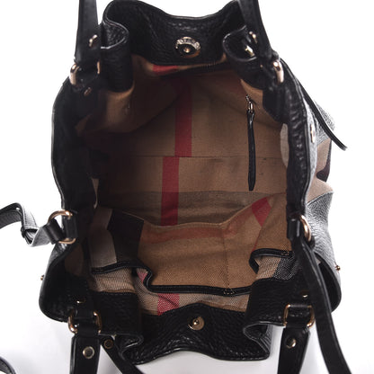 Burberry Grainy Calfskin House Check Small Maidstone Black 5 of 13