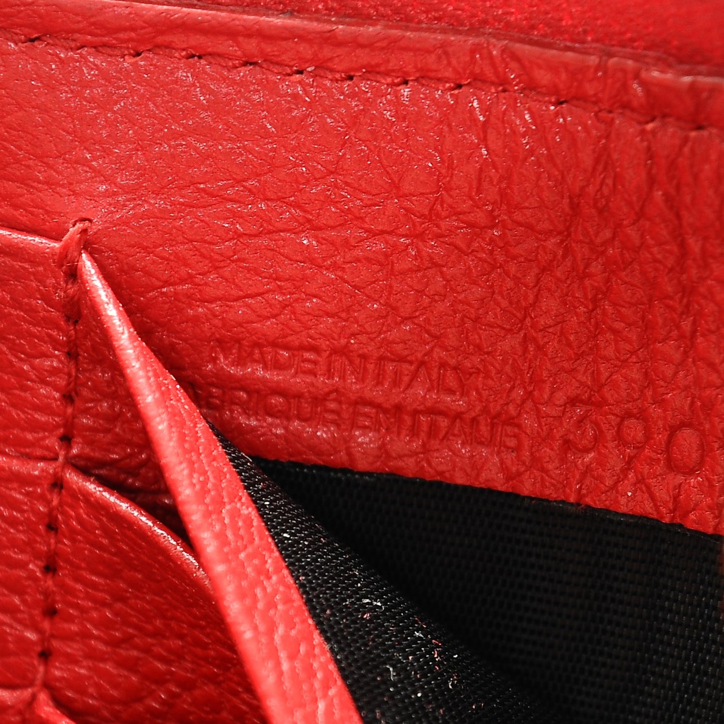 Chevre Gold Metallic Edge Hardware Zip Around Wallet Rouge Grenade