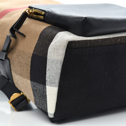 Burberry Mega Check Calfskin Abbeydale Simple Backpack Black Camel 7 of 8