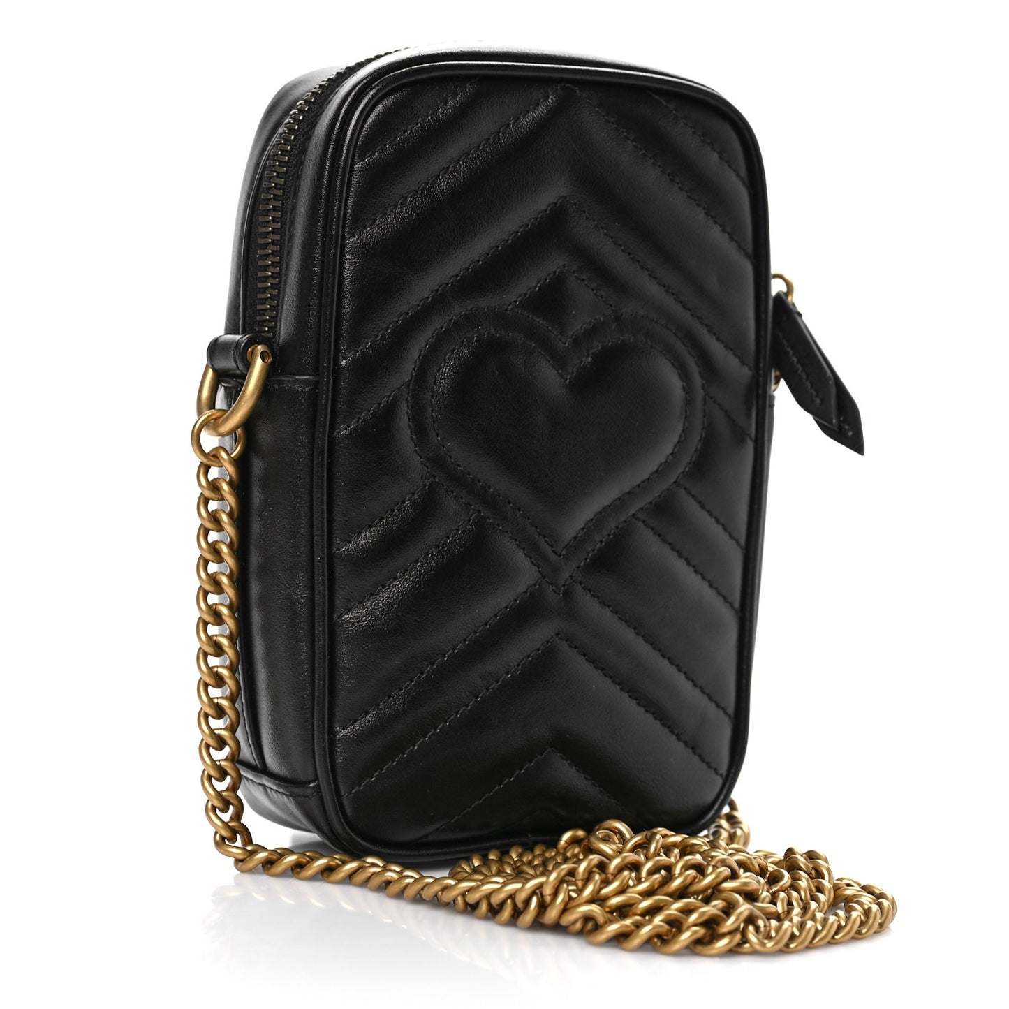 Calfskin Matelasse Mini GG Marmont Crossbody Bag Black