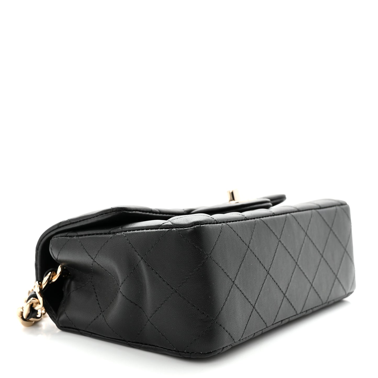 Lambskin Quilted Mini Coco Charms Rectangular Flap Black