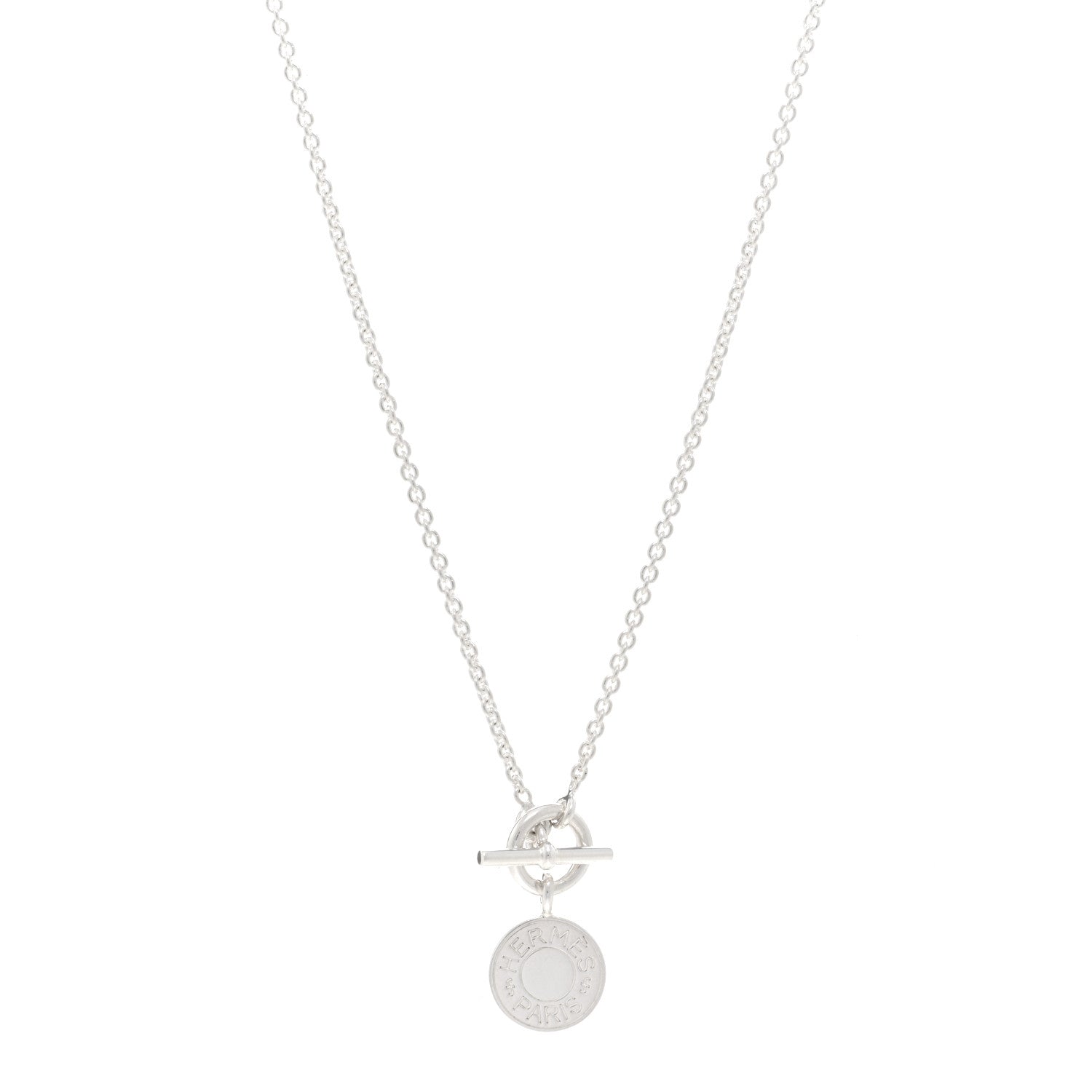 Hermes Sterling Silver Amulettes H Confettis Pendant Necklace 1 of 4