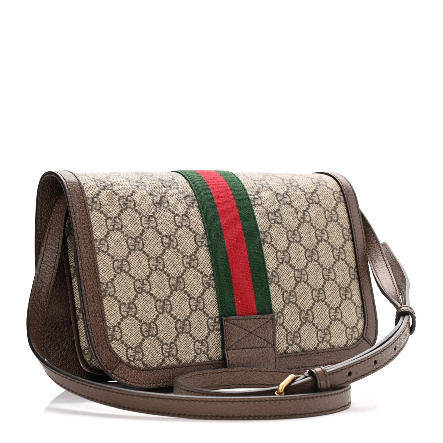 GG Supreme Monogram Web Ophidia Flap Messenger Bag Beige New Acero
