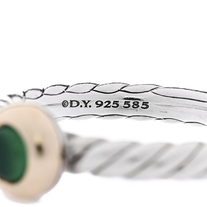 David Yurman Sterling Silver 14K Yellow Gold Green Onyx Petite Cable Ring 53 6.25 4 of 4