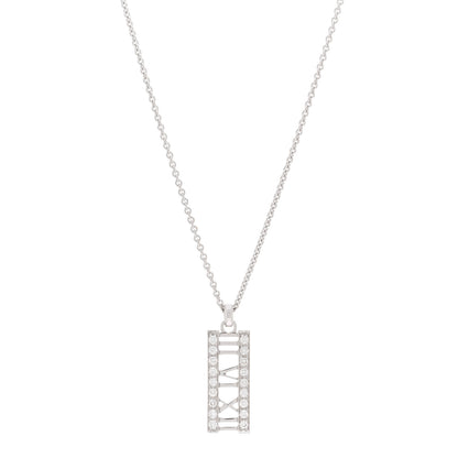 Tiffany 18K White Gold Diamond Atlas Bar Pendant Necklace 1 of 3