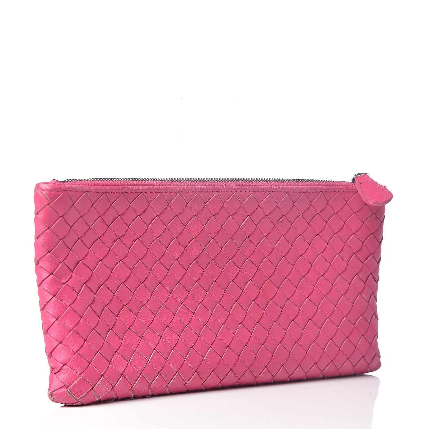 Nappa Intrecciato Flat Zip Pouch Rosa Shock