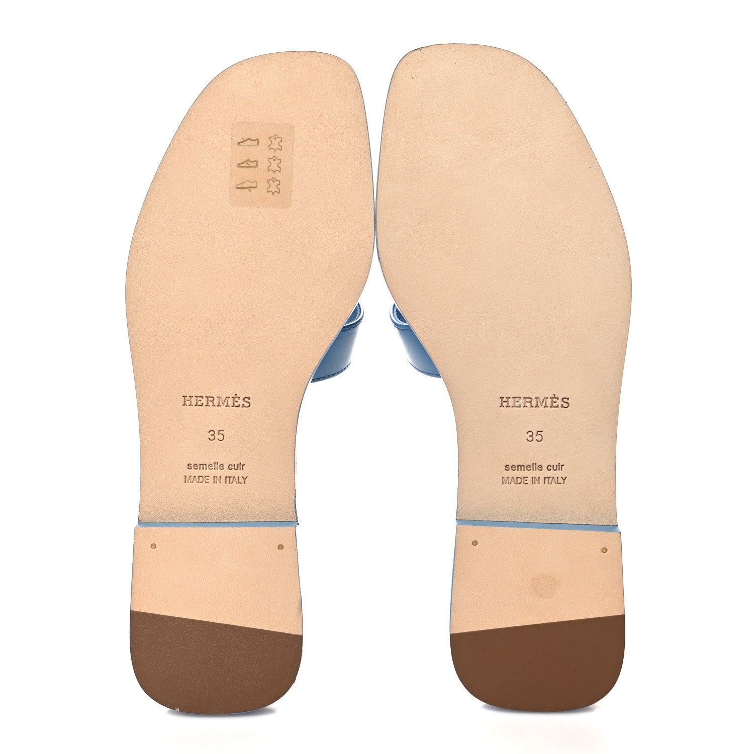 Hermes Box Calfskin Oran Sandals 35 Bleu Cameo 5 of 9