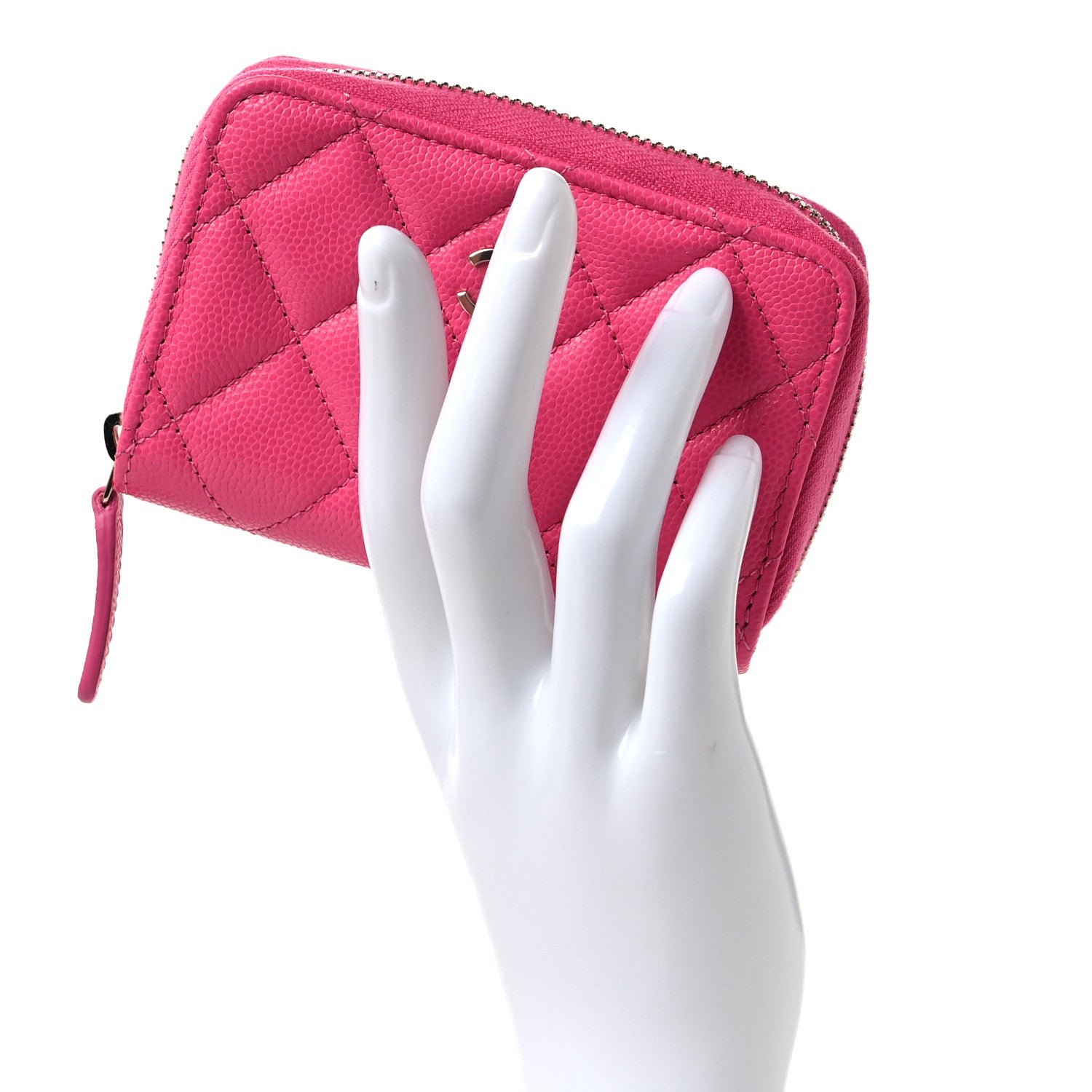 Chanel Caviar Quilted Zip Coin Purse Pink 2 of 10