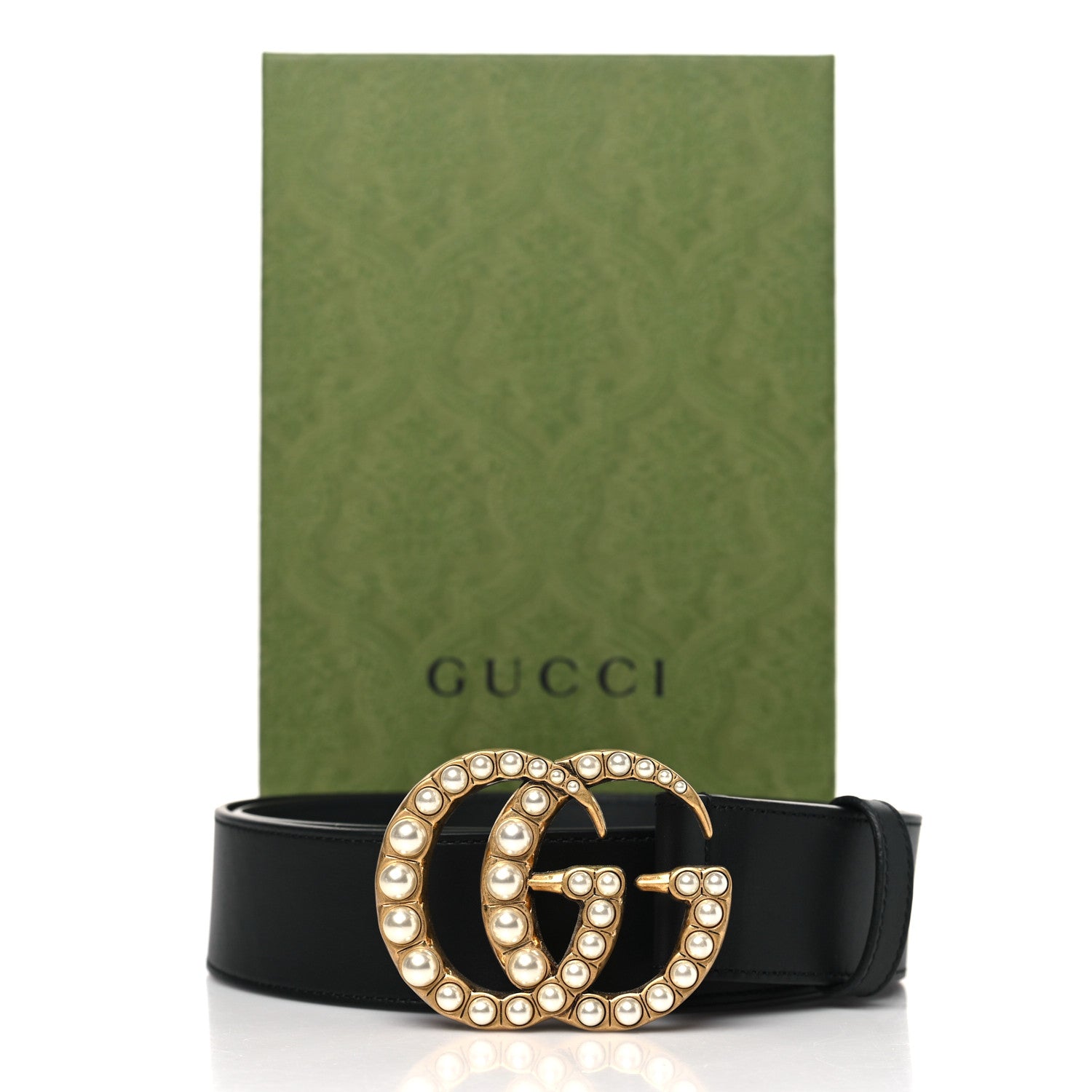Gucci Moon Calfskin Pearl Double G 40mm Belt 95 38 Black Cream 7 of 7