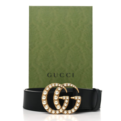 Gucci Moon Calfskin Pearl Double G 40mm Belt 95 38 Black Cream 7 of 7