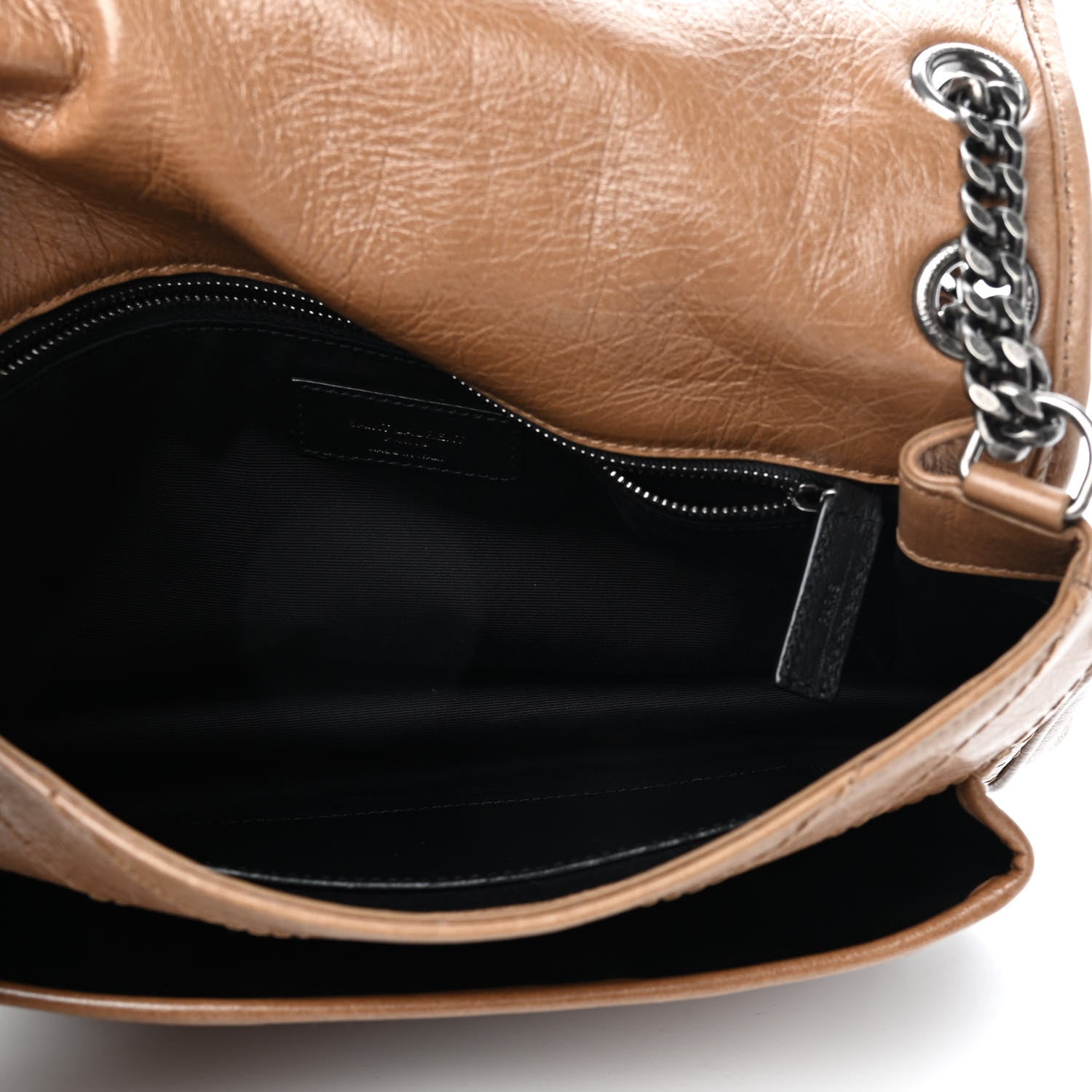 Saint Laurent Crinkled Calfskin Matelasse Monogram Medium Niki Chain Satchel Natural Tan 5 of 8