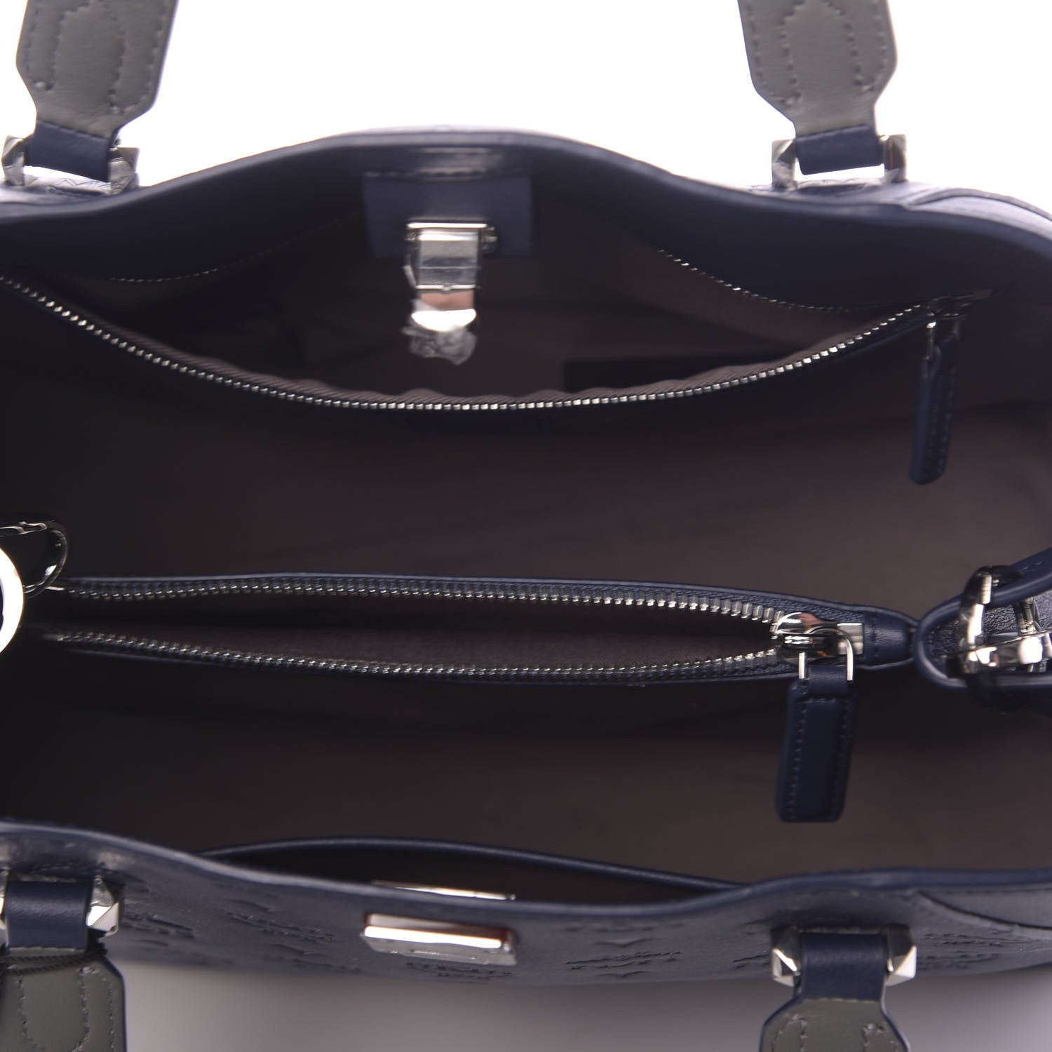 MCM Calfskin Ottomar Monogram Large Essential Tote Navy Blue 5 of 11