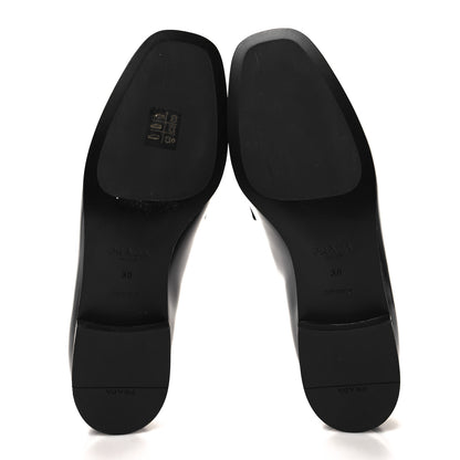 Prada Spazzolato Metal Triangle Logo Loafers 38 Black 5 of 8