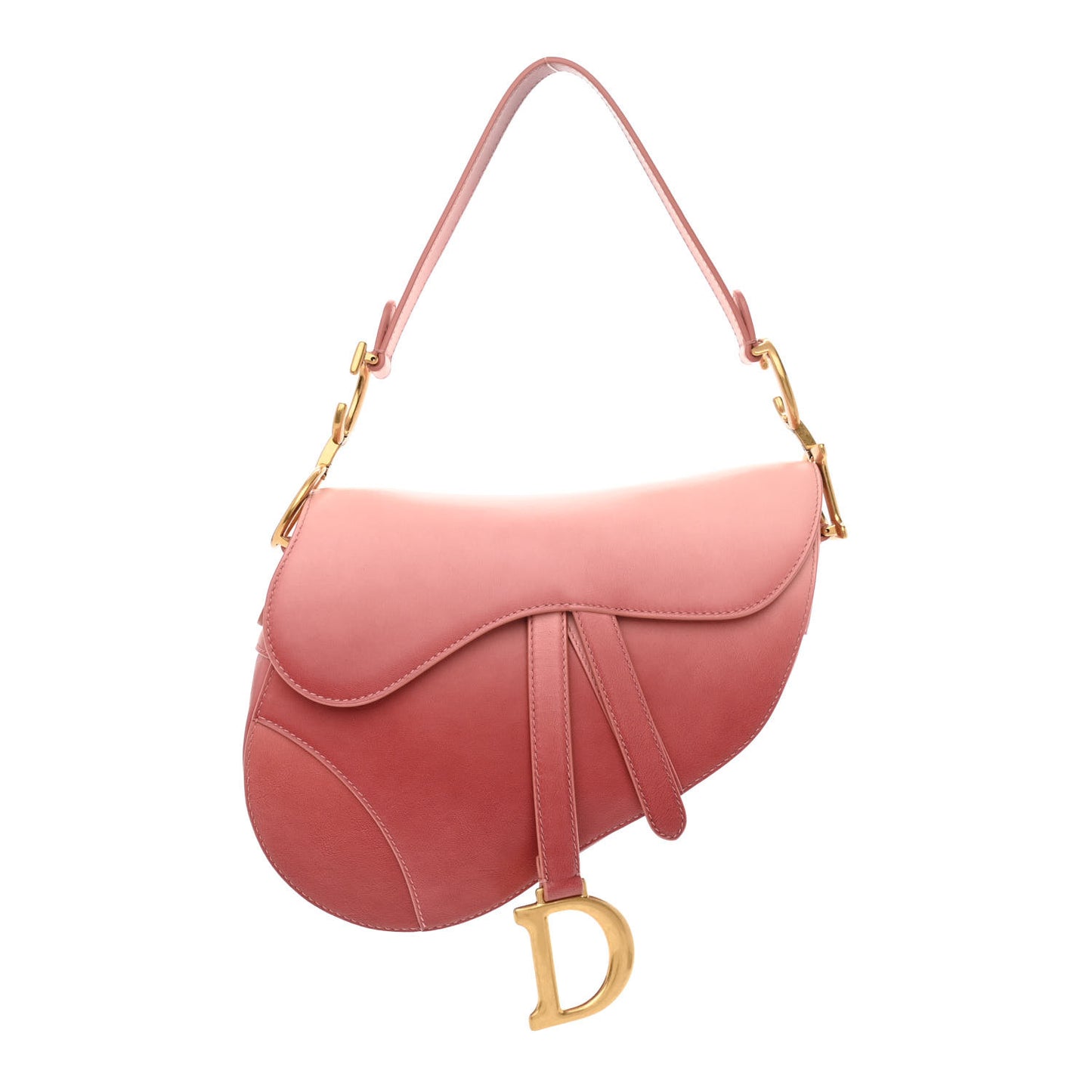 Gradient Calfskin Saddle Bag Pink
