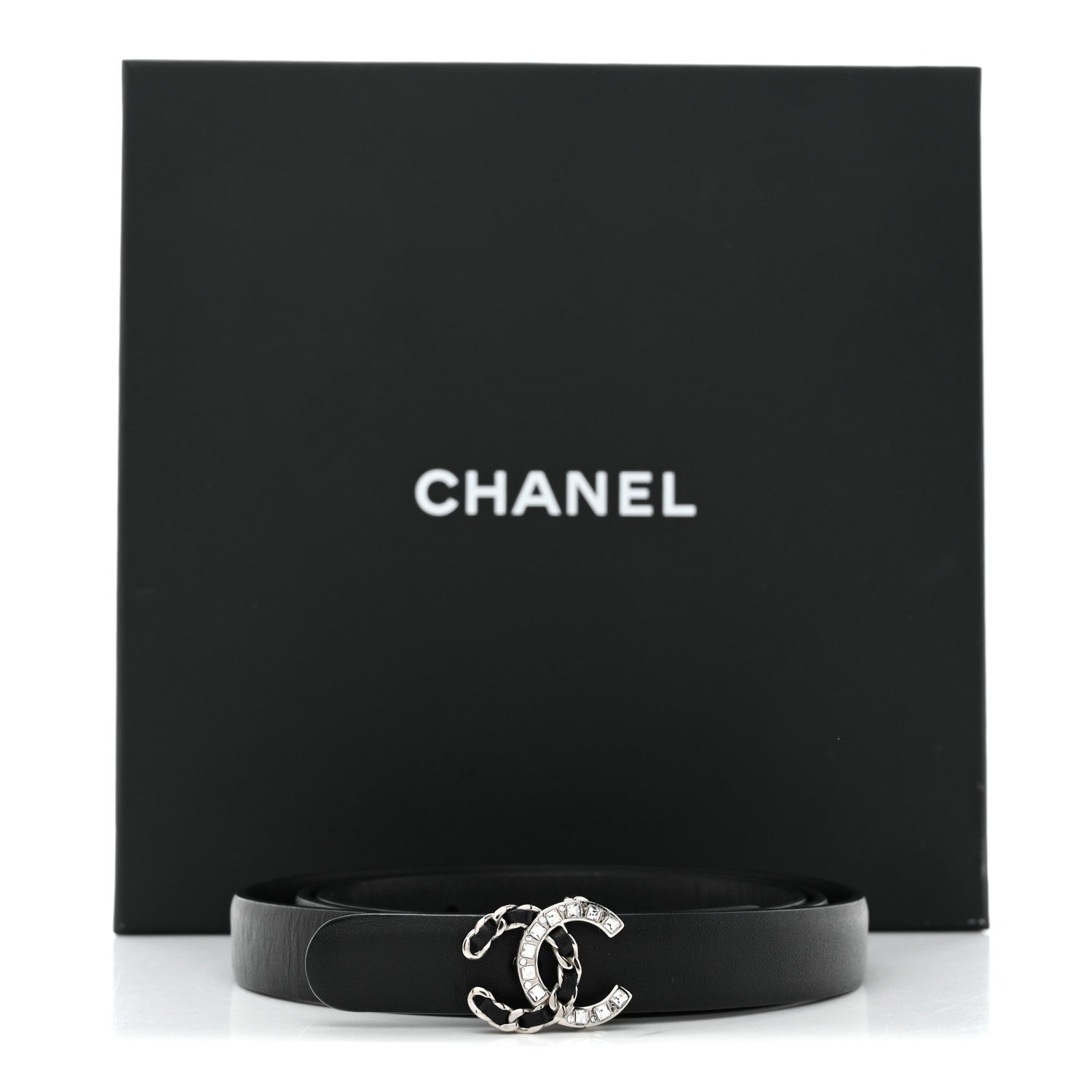Chanel Lambskin Crystal CC Chain Belt 80 32 Black 1793503