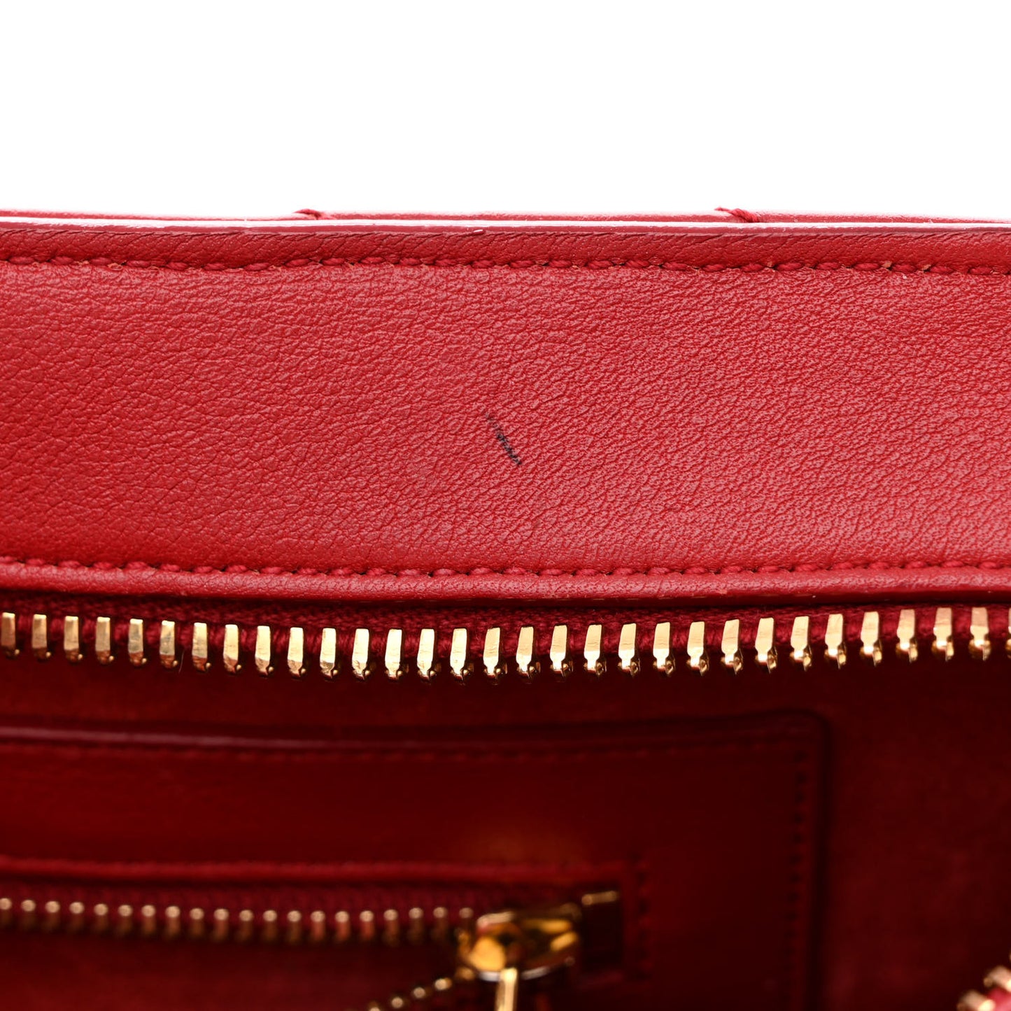 Calfskin Matelasse Chevron Small Monogram Cabas Lipstick Red