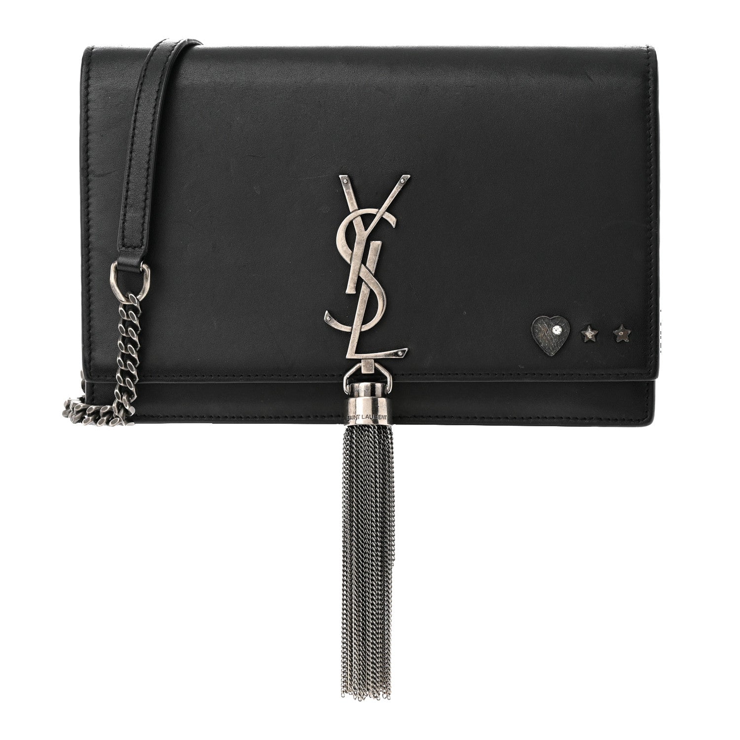 Saint Laurent Smooth Calfskin Classic Monogram Pins Kate Tassel Chain Wallet Black 1 of 14