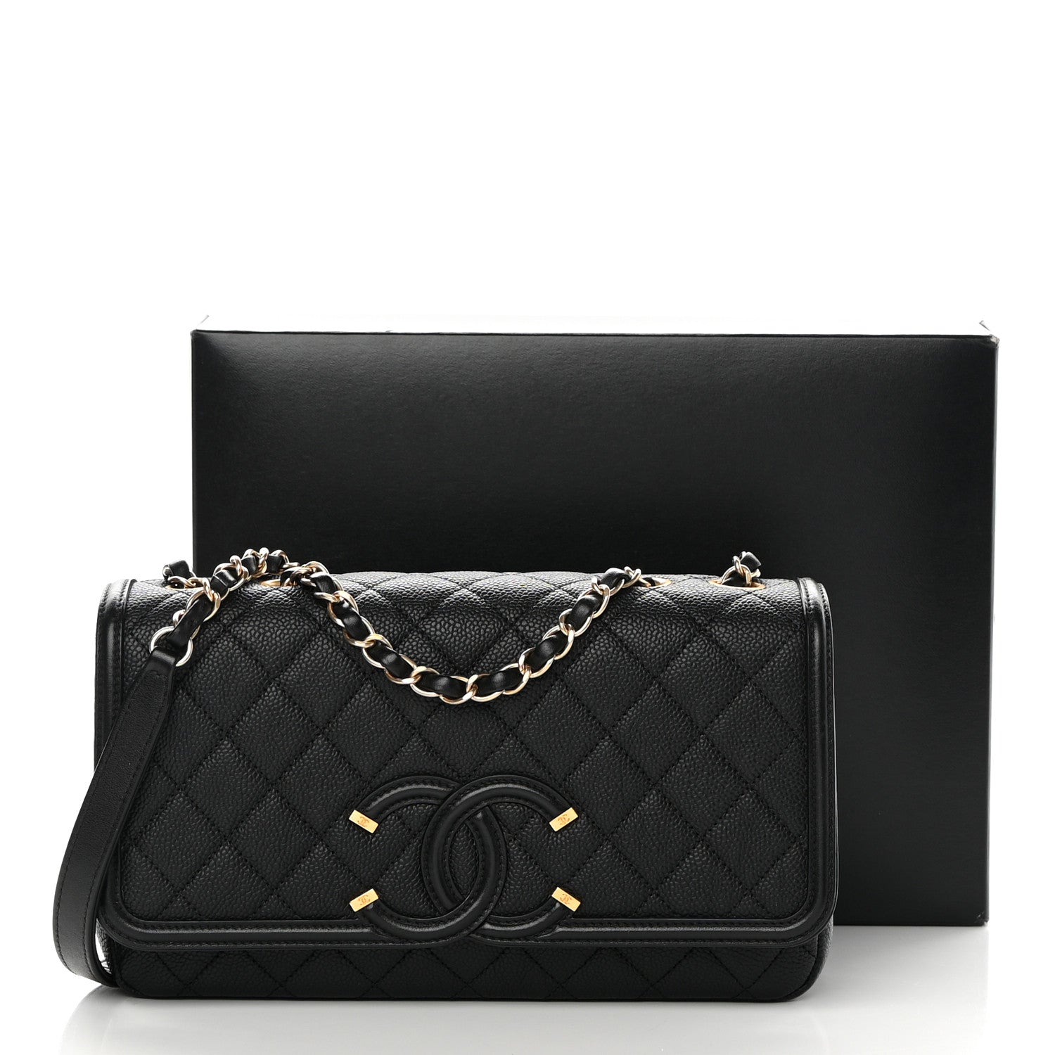 Chanel Caviar Quilted Medium CC Filigree Flap Black 13 of 13