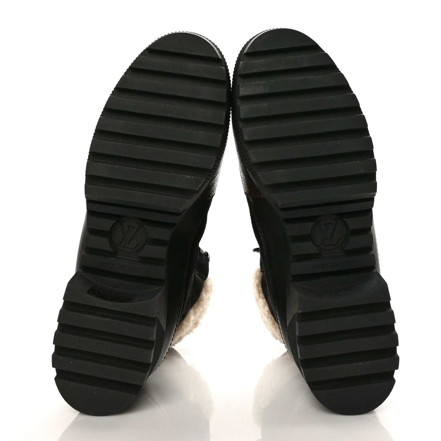 Nylon Suede Calfskin Shearling Monogram Laureate Platform Boots 37 Black