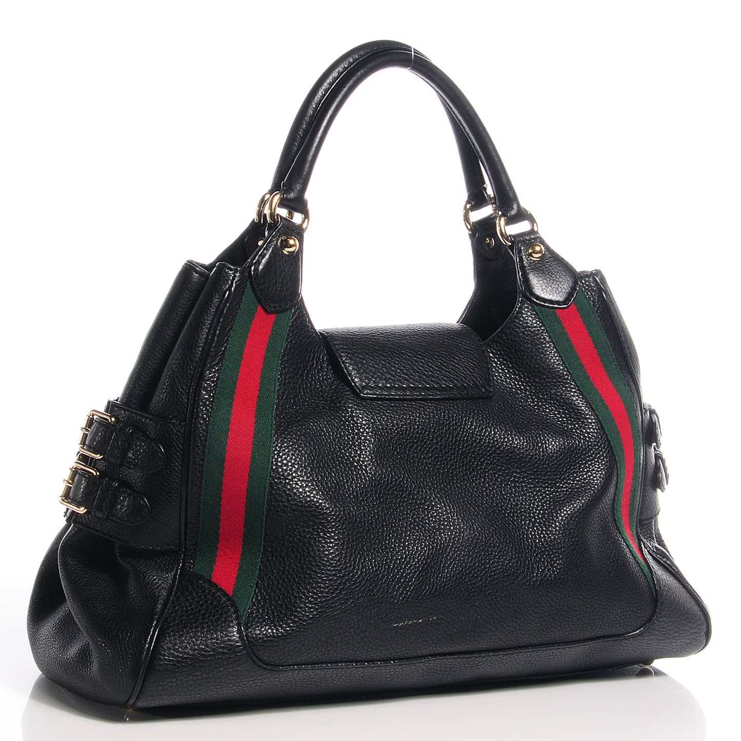 Leather Medium Web Heritage Shoulder Bag Black