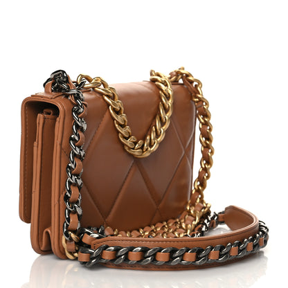 Chanel Lambskin Quilted Chanel 19 Wallet On Chain WOC Brown 3 of 11