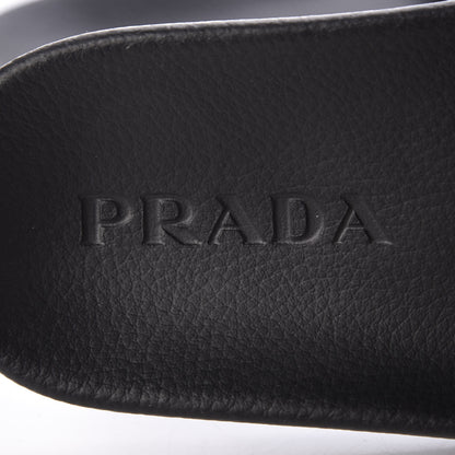 Prada Rubber Logo Pool Slide Sandals 37 Black Rosa 8 of 9