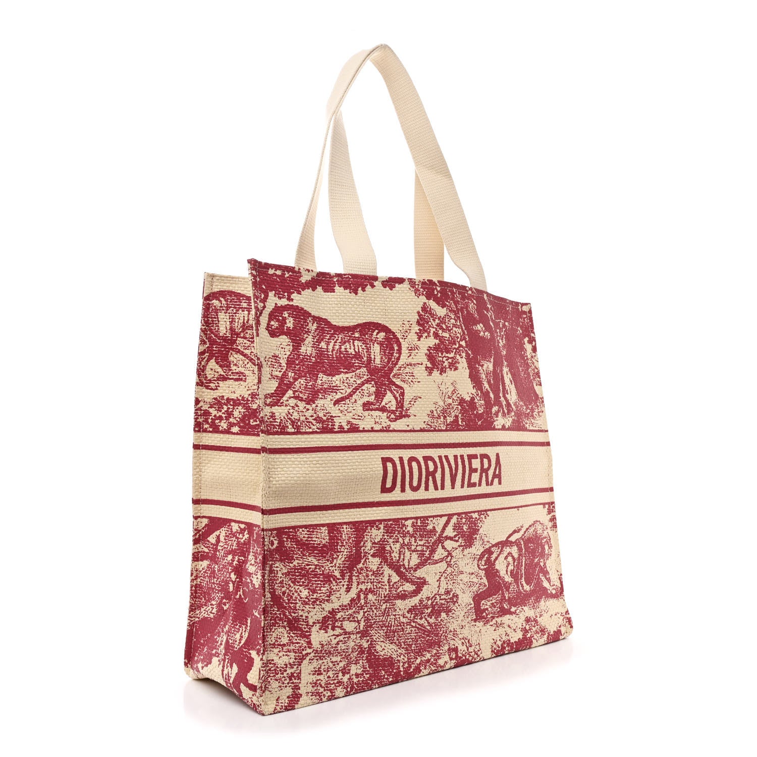 Christian Dior Straw Dioriviera Tote Red 3 of 11