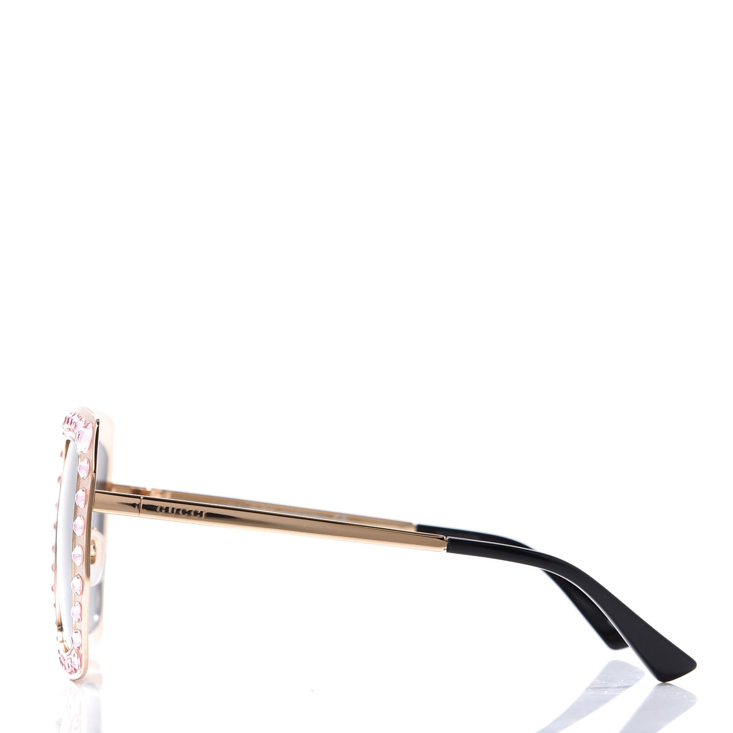 Gucci Metal Acetate Crystal Oversize GG0115S Sunglasses Rose Gold 3 of 8