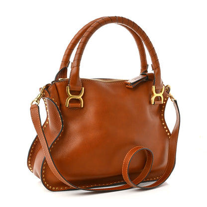 Chloe Calfskin Studded Medium Marcie Satchel Caramel 3 of 11