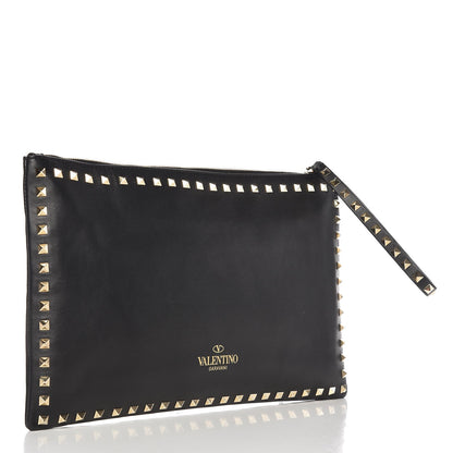 Valentino Garavani Vitello Large Rockstud Zip Wristlet Pouch Black 3 of 7