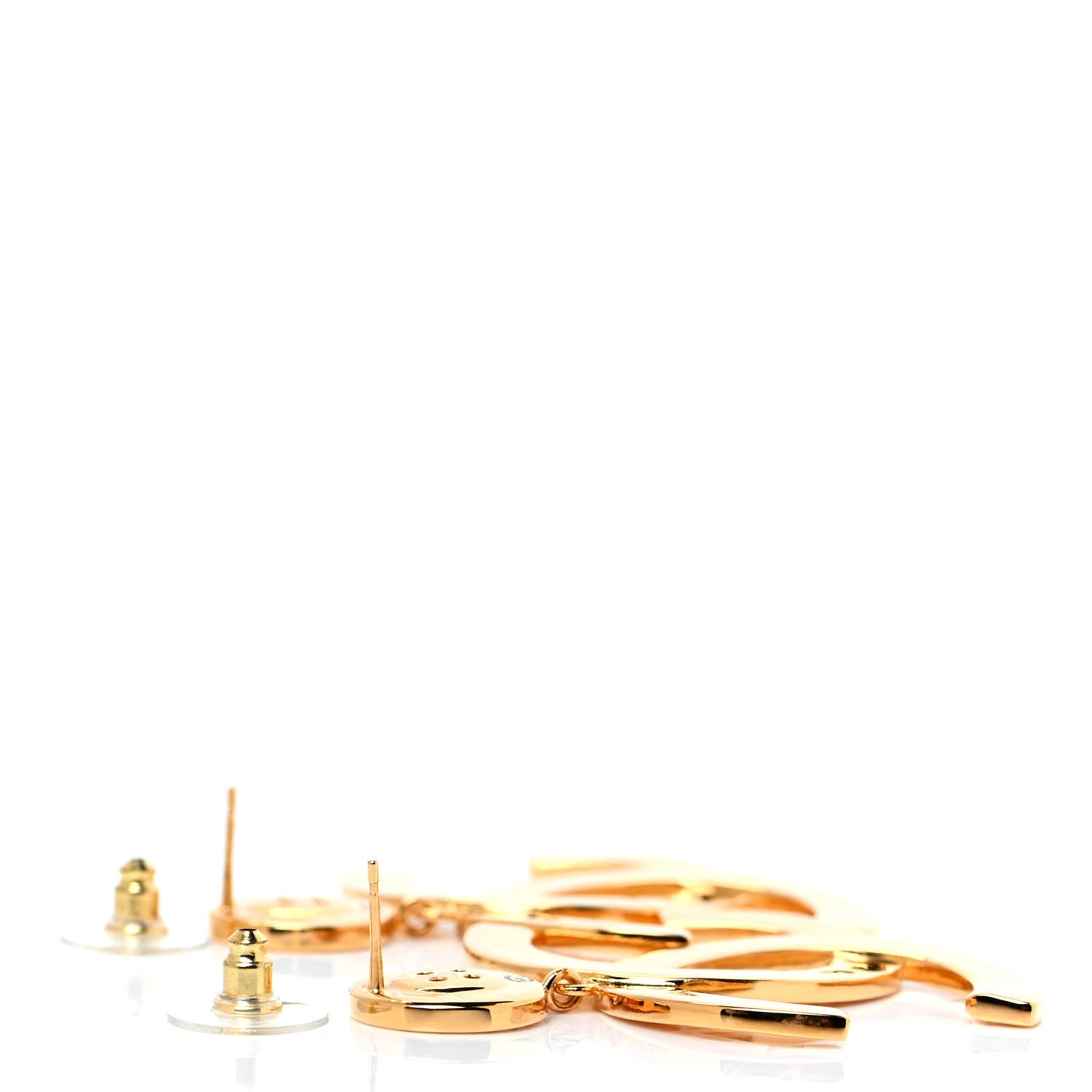 Chanel Metal Large Paris Button Earrings Gold 3 of 4