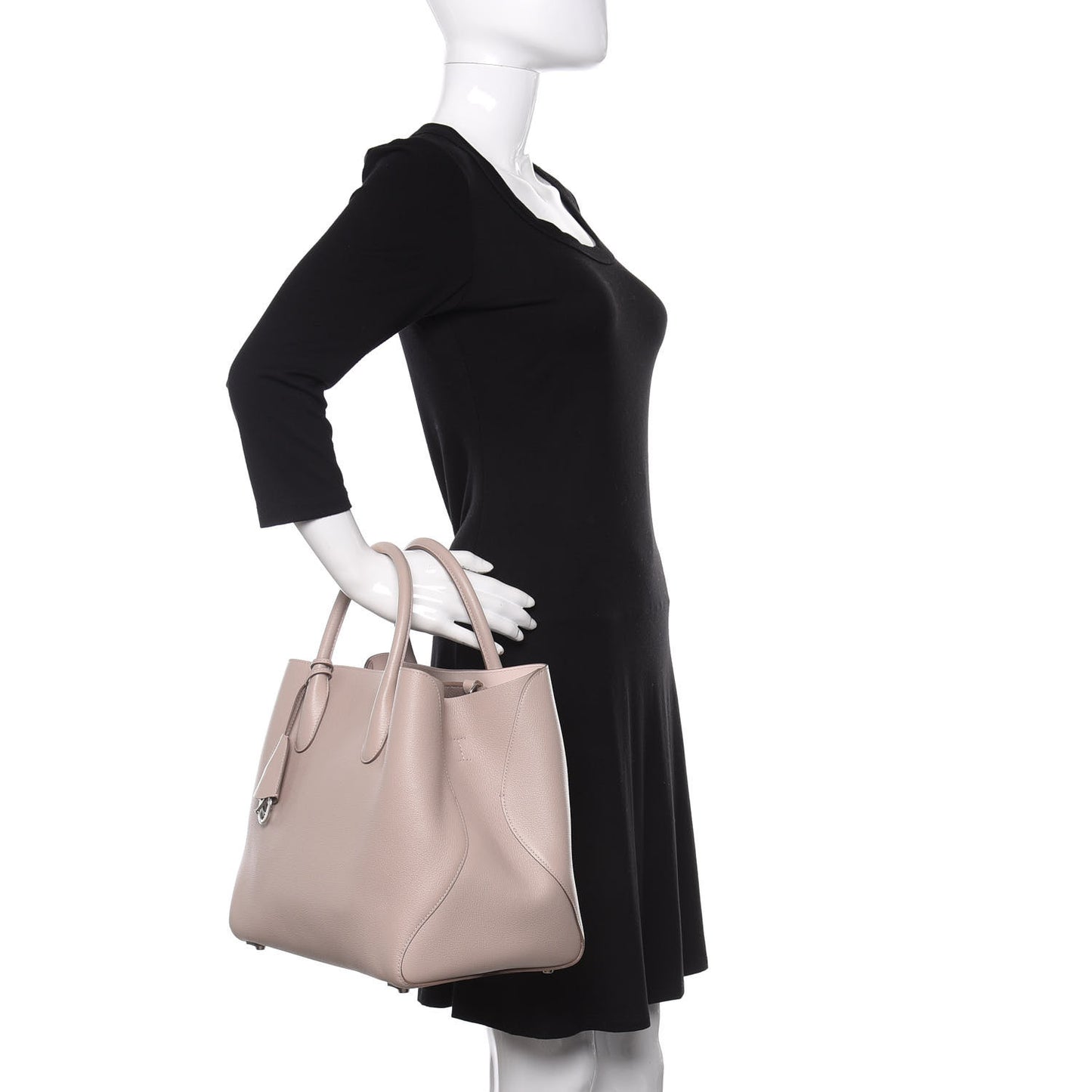 Supple Grained Calfskin Large Open Bar Tote Rose Poudre